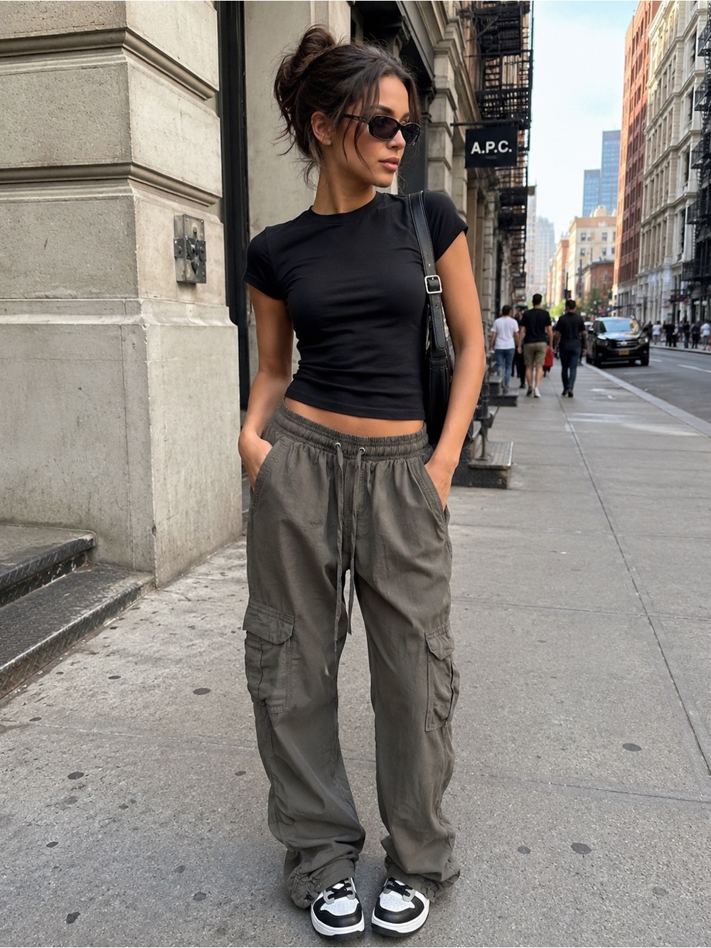 Rewash Olive Green Ruched Jogger